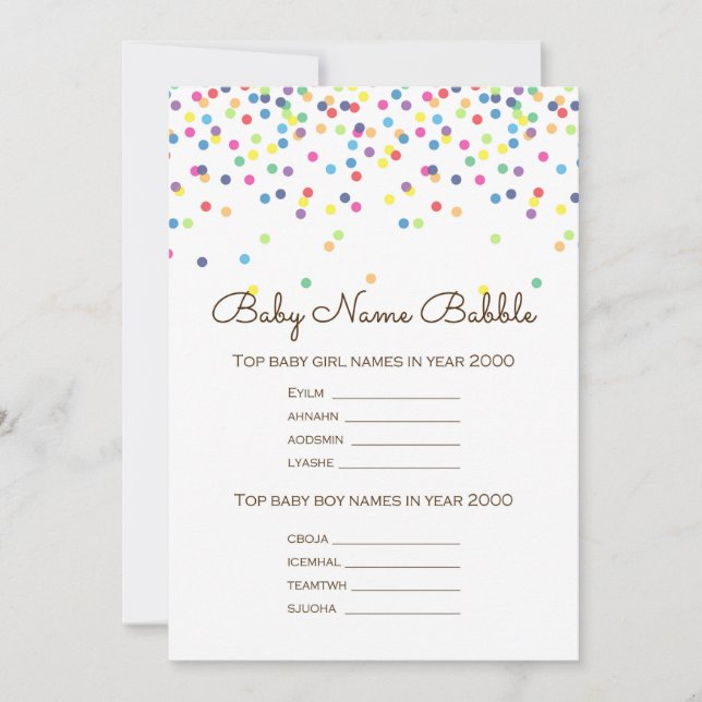 Sprinkle Baby Shower Game w answer back 5x7 size Invitation (Front)