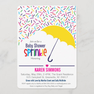 Sprinkle Baby Shower Invitation, Raining Umbrella Invitation