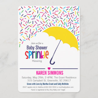 Sprinkle Baby Shower Invitation, Raining Umbrella Invitation