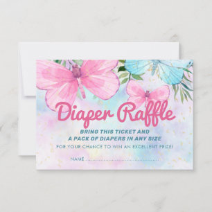 Sprinkle Butterfly Baby Diaper Raffle Ticket Invitation