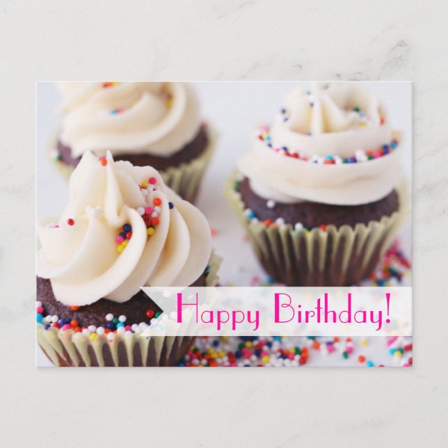 Sprinkle Cupcakes Happy Birthday Postcard (Front)