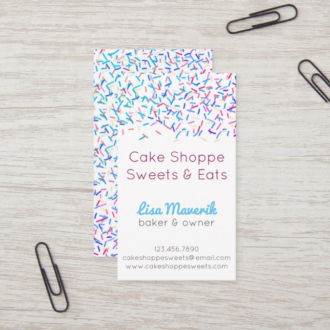 Sprinkle Dessert Bakery Treats Business Cards (Front/Back In Situ)