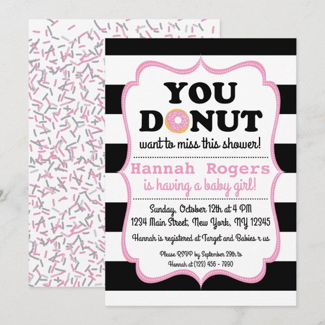 Sprinkle Doughnut Baby Shower Invitation (Front/Back)