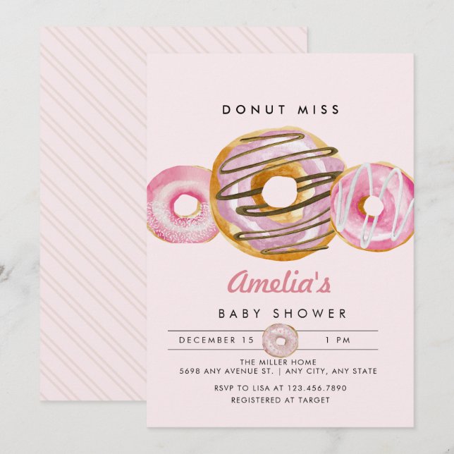 Sprinkle Doughnut | Cute Pink Girls Baby Shower Invitation (Front/Back)