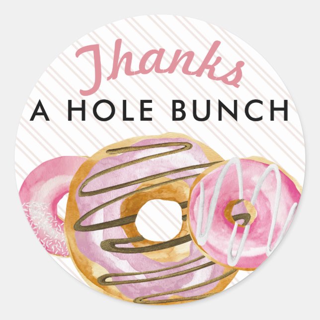 Sprinkle Doughnut | Cute Pink Thank You  Classic Round Sticker (Front)