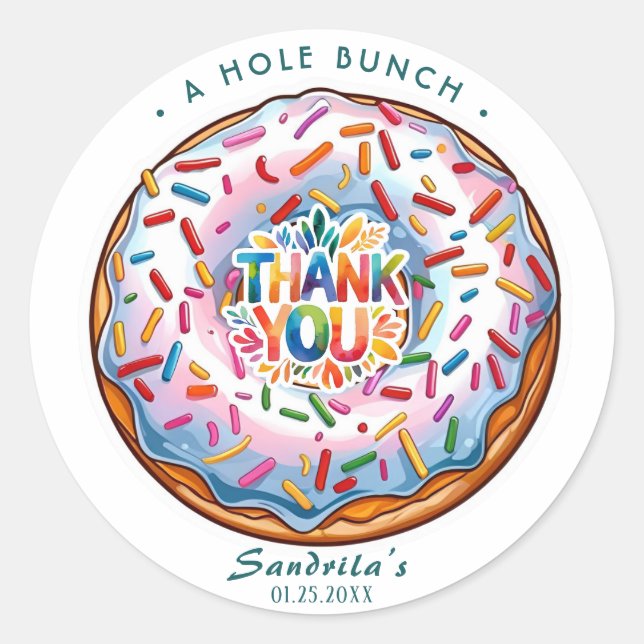 Sprinkle Doughnut Thanks a Hole Bunch  Classic Round Sticker (Front)