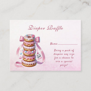 Sprinkle Doughnuts Pink Ribbon Baby Shower Enclosu Enclosure Card