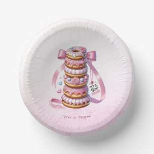 Sprinkle Doughnuts Pink Ribbon Paper Bowl Paper Plate