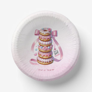 Sprinkle Doughnuts Pink Ribbon Paper Bowl Plate