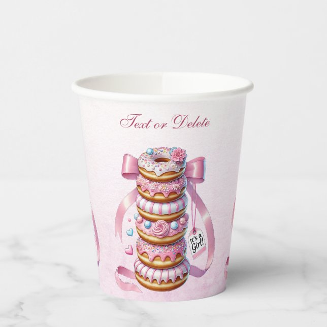 Sprinkle Doughnuts Pink Ribbon Paper Cups (Left)