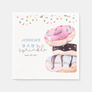 Sprinkle Doughnuts Watercolor blue Baby Shower Nap Napkin