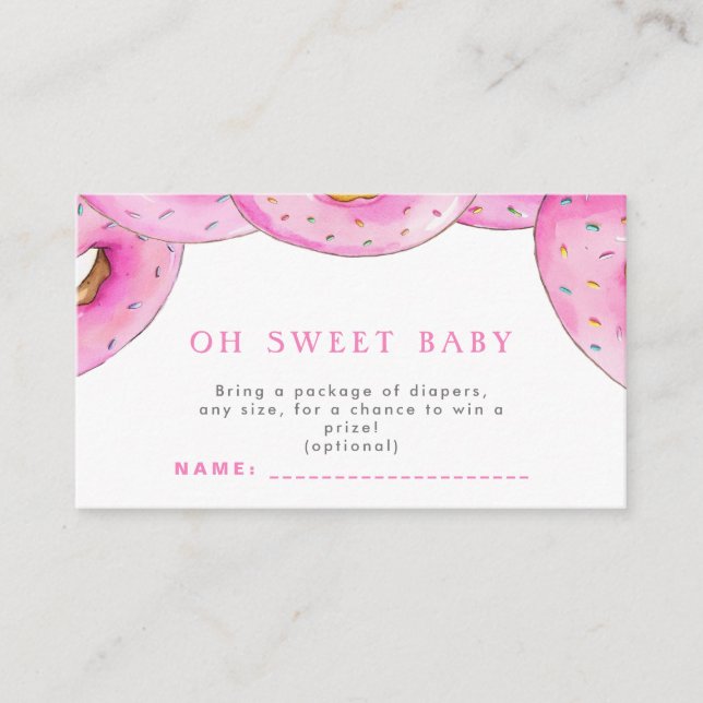 Sprinkle Doughnuts Watercolor Pink Baby Shower Enclosure Card (Front)
