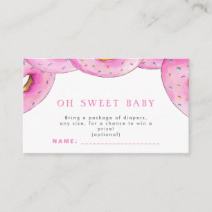 Sprinkle Doughnuts Watercolor Pink Baby Shower Enclosure Card