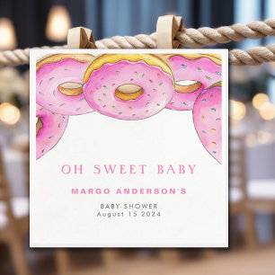 Sprinkle Doughnuts Watercolor Pink Baby Shower Napkin