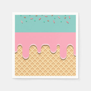 Sprinkle Drip Ice Cream Cone Party Napkin