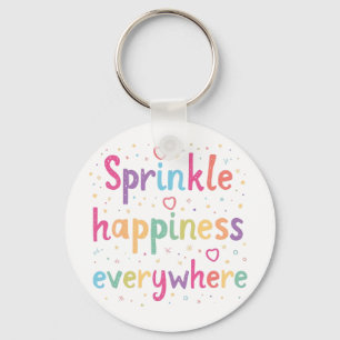 Sprinkle Happiness Everywhere Cute Pastel Quote Key Ring