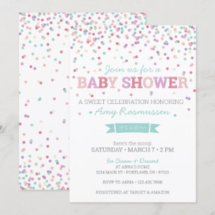 Sprinkle Ice Cream Baby Shower Invitation - Boy