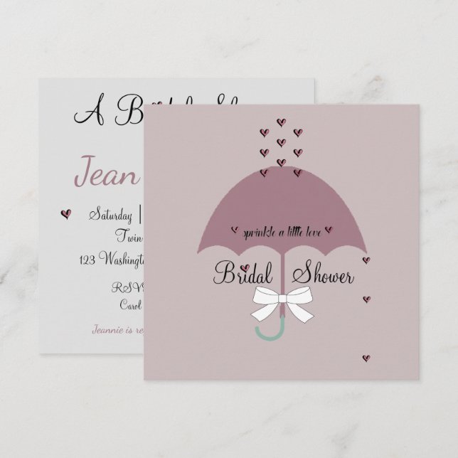 Sprinkle Love Mauve & Grey Bridal Party Invitation (Front/Back)