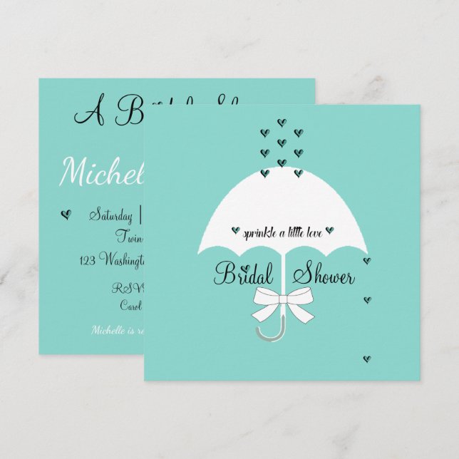 Sprinkle Love Teal Blue Party Shower Invitation (Front/Back)