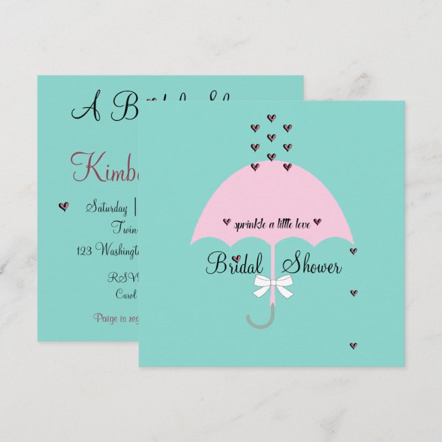 Sprinkle Love Teal Blue & Pink Party Shower Invitation (Front/Back)