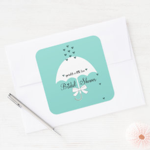 Sprinkle Love Teal Blue Shower Party Square Sticker