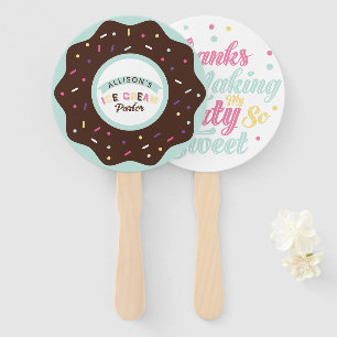 Sprinkle Mint Choco Doughnut fun treat Birthday Hand Fan