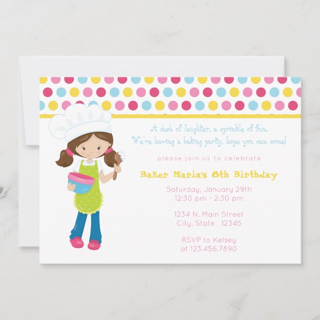 Sprinkle of Fun Baking Girls Birthday Invitation (Front)