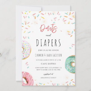 Sprinkle Pink Doughnut Coed Baby Shower Invitation