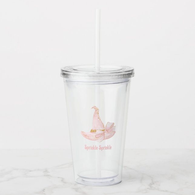 Sprinkle Sprinkle Pink Witch Hat Tumbler (Front)