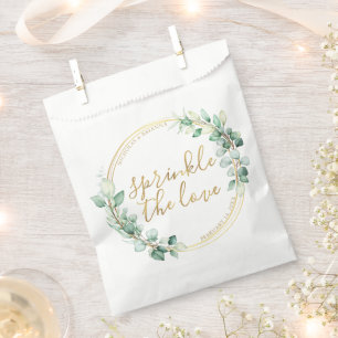 Sprinkle The Love Gold Eucalyptus Wedding Thank Favour Bags