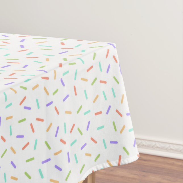 sprinkle tiled pattern white party  tablecloth (In Situ)