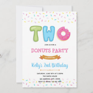 Sprinkle two sweet doughnut party invitation