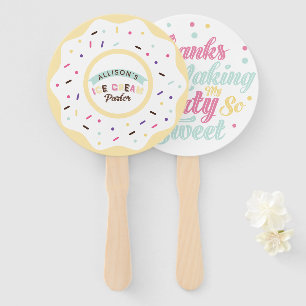 Sprinkle Vanilla Doughnut fun treat Birthday Party Hand Fan