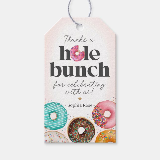 Sprinkled Doughnut Baby Shower Birthday Party Favo Gift Tags (Front)
