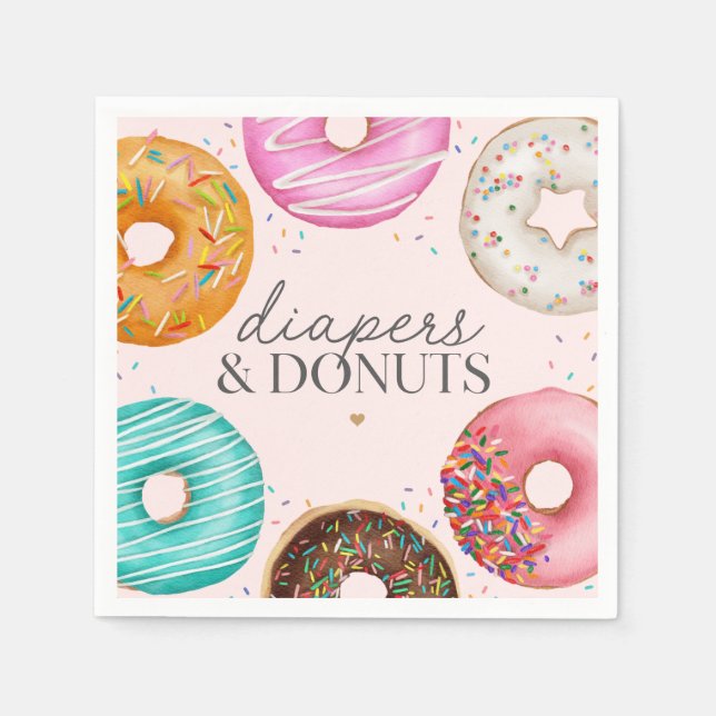 Sprinkled Doughnut Baby Shower Party Decor Napkin (Front)