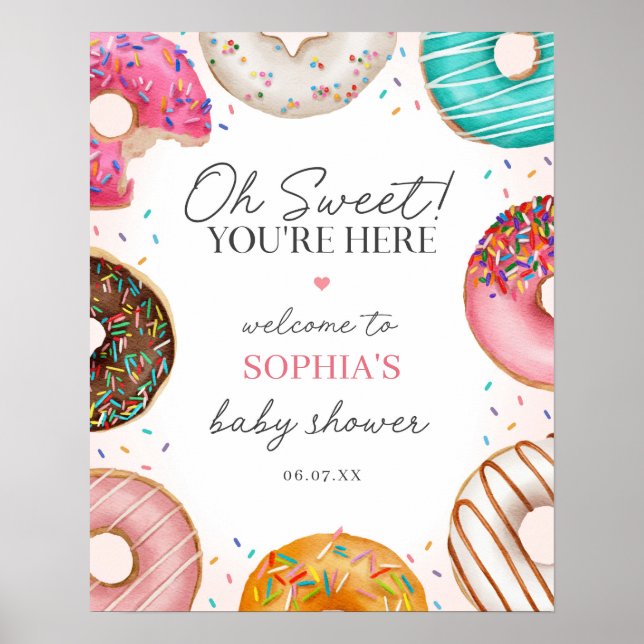 Sprinkled Doughnut Baby Shower Welcome Sign (Front)