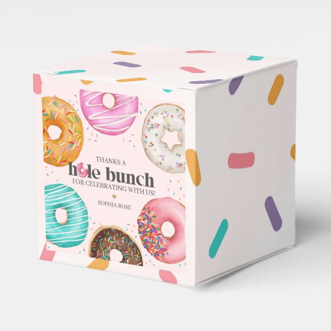 Sprinkled Doughnut Birthday Party or Baby Shower Favour Box (Front Side)