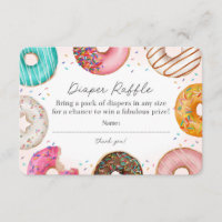 Sprinkled Doughnut Diaper Raffle Invitation Insert