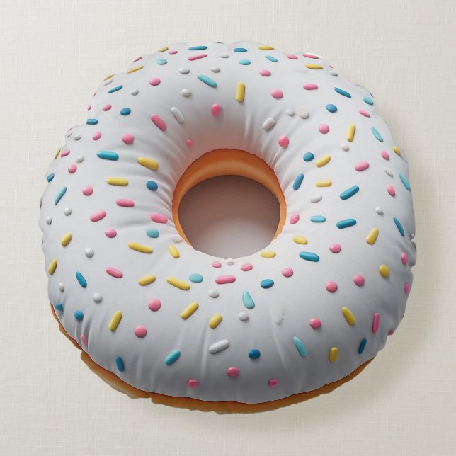 Sprinkled Doughnut Round Pillow – Fun and Realisti (Front)