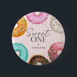 Sprinkled Doughnut Sweet ONE 1st Birthday Party 6 Cm Round Badge<br><div class="desc">She is a sweet one! Simplify your prep and add a sprinkle of sweetness to your occasion with our Sprinkled Doughnut Printable collection. It's the ultimate recipe for a memorable celebration! With sweet designs and vibrant colours, this bundle makes organising your 1st birthday a piece of cake! Every element in...</div>