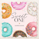 Sprinkled Doughnut Sweet ONE 1st Birthday Party Paper Coaster<br><div class="desc">She is a sweet one! Simplify your prep and add a sprinkle of sweetness to your occasion with our Sprinkled Doughnut Printable collection. It's the ultimate recipe for a memorable celebration! With sweet designs and vibrant colours, this bundle makes organising your 1st birthday a piece of cake! Every element in...</div>