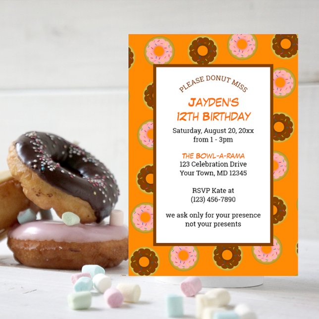 Sprinkled Doughnuts All Occasion Orange Small Part Invitation (Creator Uploaded)