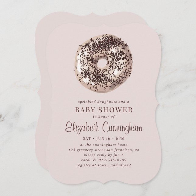 Sprinkled Doughnuts and a Baby Shower Invitation (Front/Back)