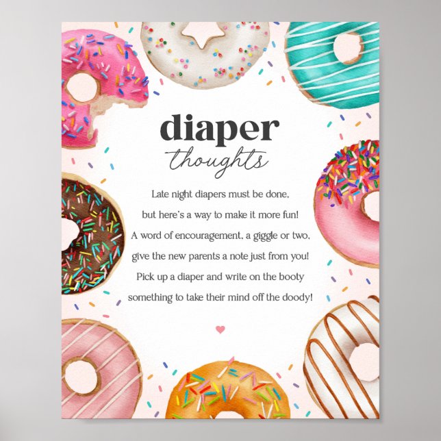 Sprinkled Doughnuts Baby Shower Diaper Thoughts Si Poster (Front)