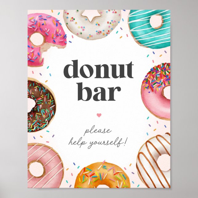 Sprinkled Doughnuts Birthday Doughnut Bar Sign (Front)