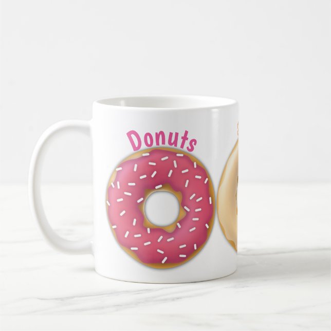 Sprinkled Doughnuts Pink, Chocolate, Maple, Coffee Mug (Left)