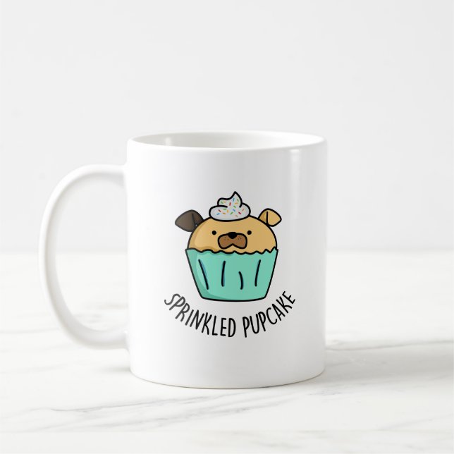 Sprinkled Pupcake Puppy Cupcake Pun  Coffee Mug (Left)