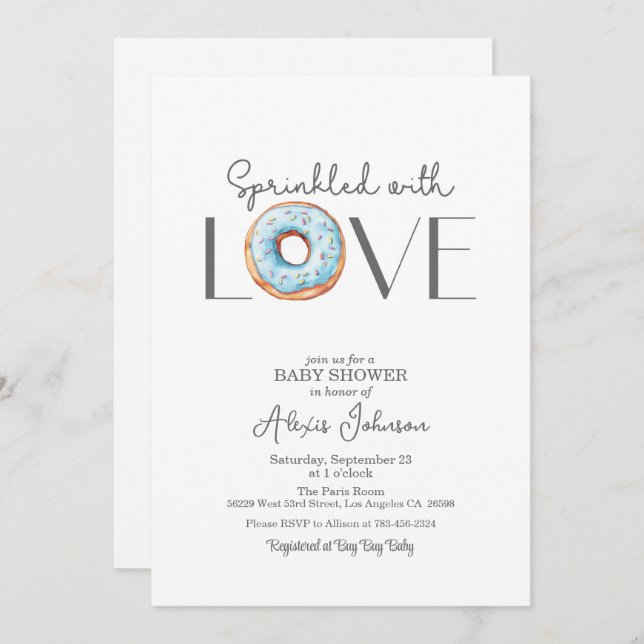 Sprinkled with Love Blue Baby Shower Invitation (Front/Back)