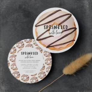 Sprinkled with love doughnut baby shower announcement