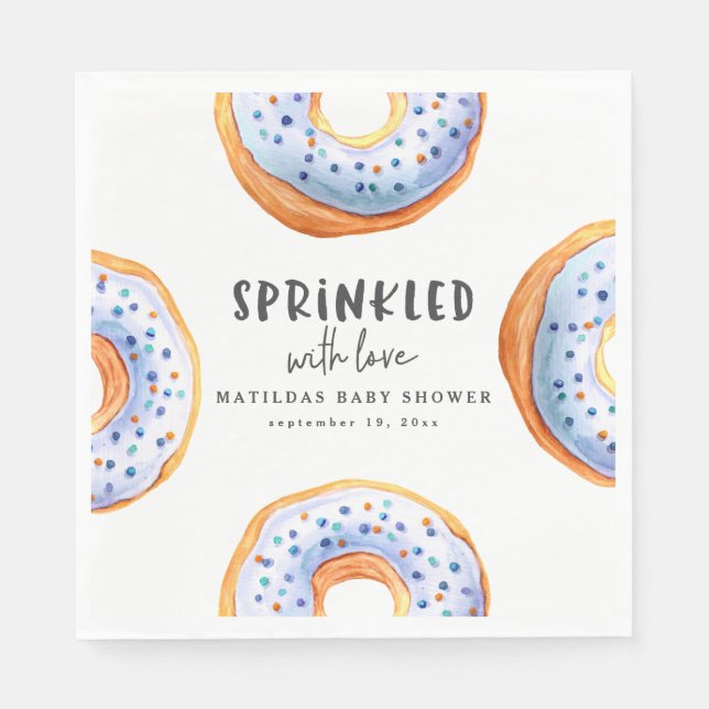 Sprinkled with love doughnut baby shower napkin (Front)